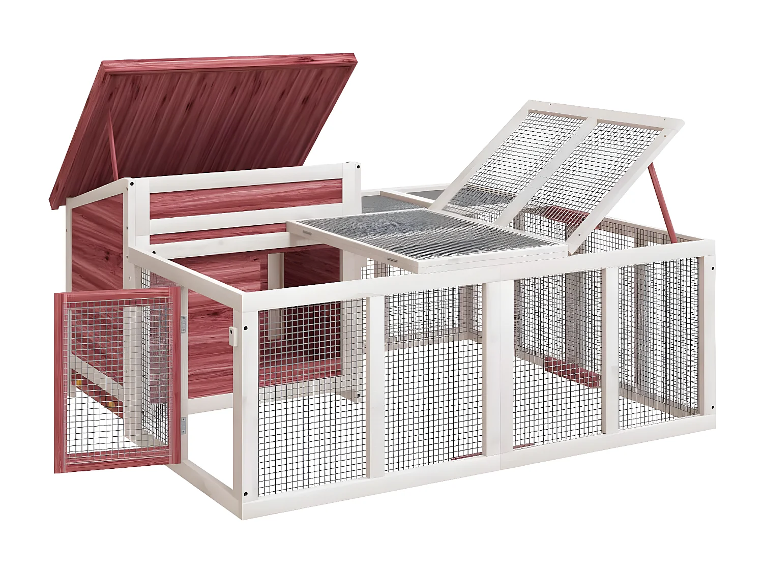 Conejera de madera maciza de pino moca 144x123x67,5 cm ES756934