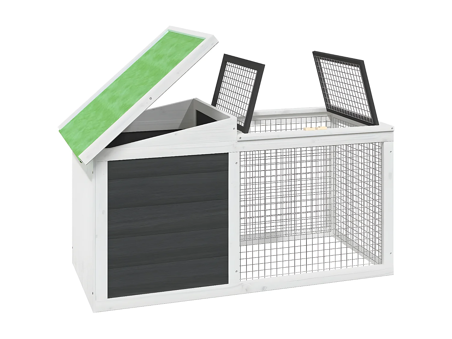 Conejera de madera maciza de pino gris 100,5x54x55 cm ES182309