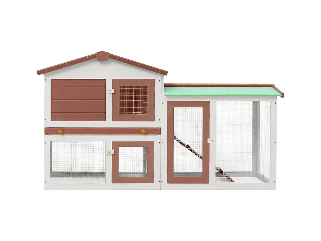 Jaula de animales grande madera marrón y blanco 145x45x84 cm ES314848