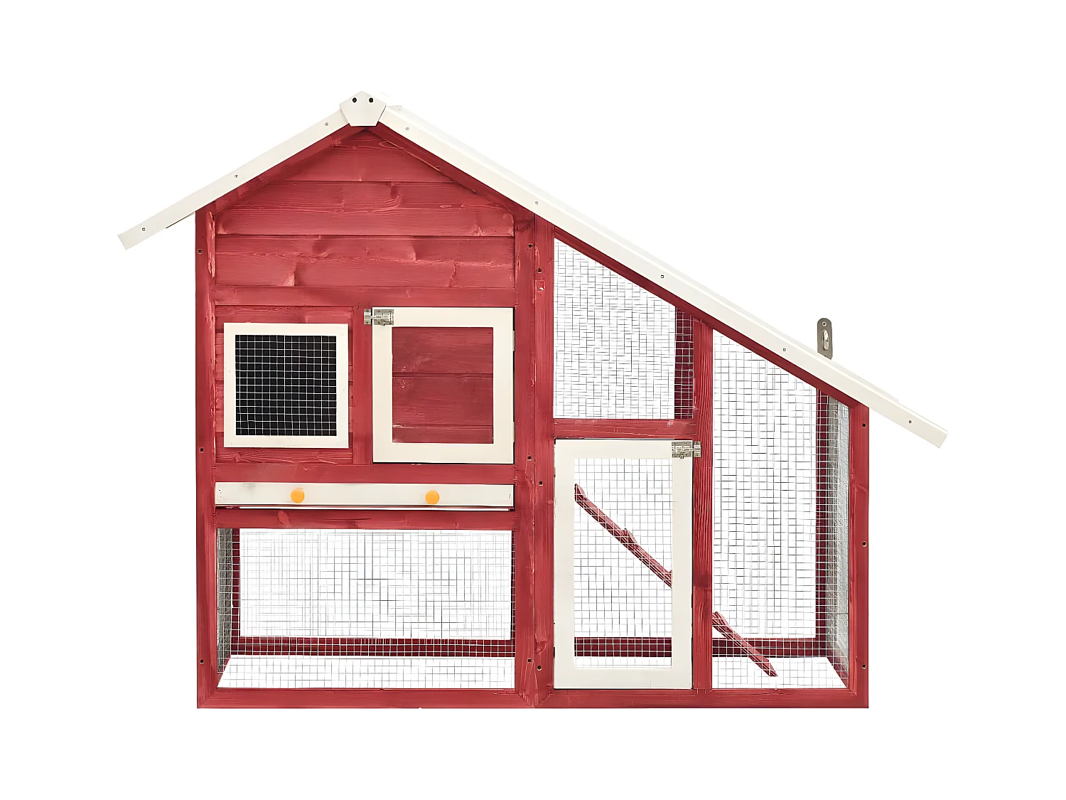 Clapier Rouge et blanc 140x63x120 cm Bois de sapin massif RG3Q80103