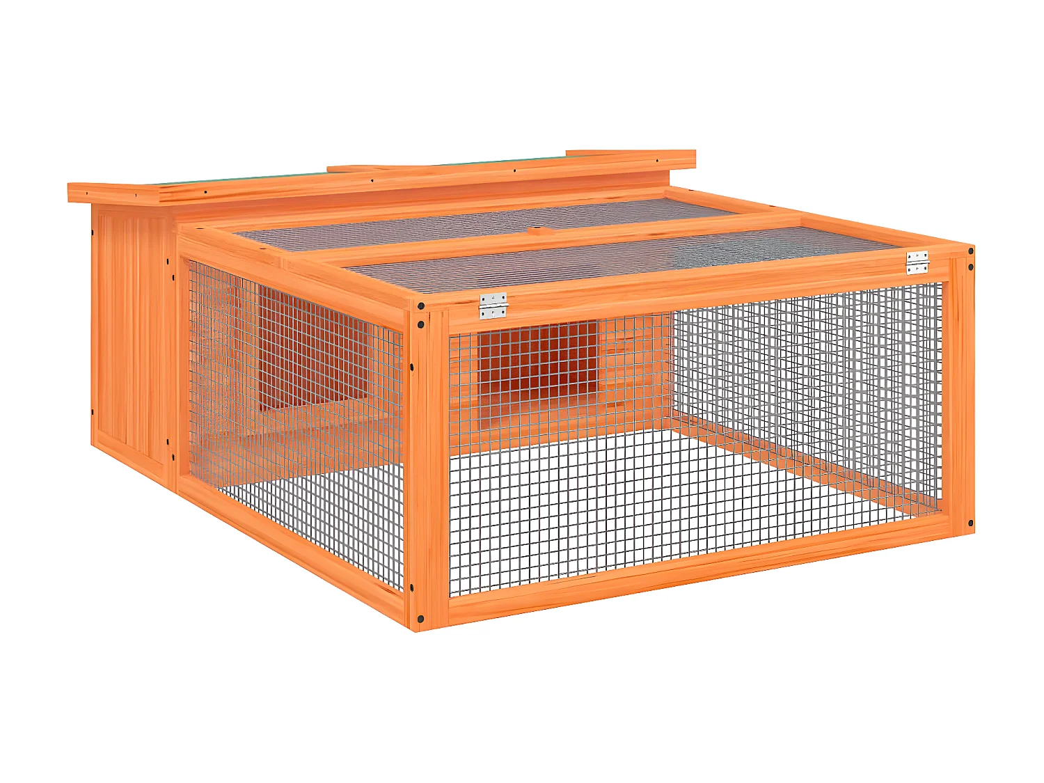 Conejera de madera maciza de pino marrón 117,5x97x47,5 cm ES648860