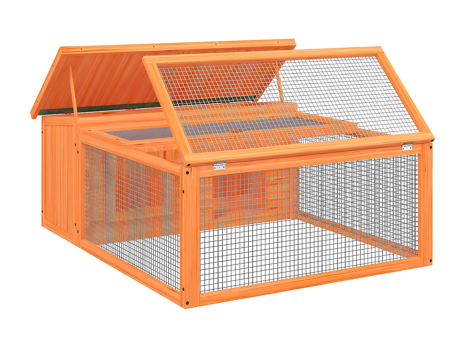 Conejera de madera maciza de pino marrón 117,5x97x47,5 cm ES648860