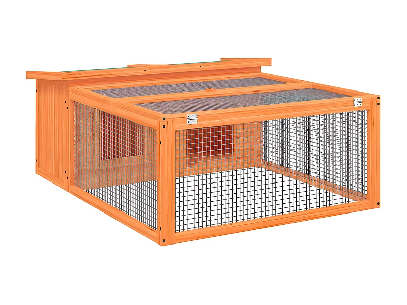 Clapier marron 117,5x97x47,5 cm bois de pin massif RG3Q22244