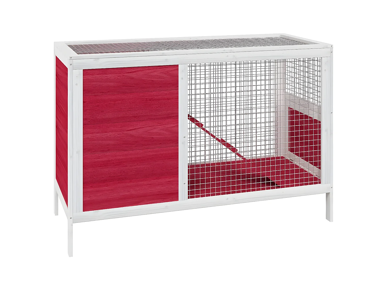 Clapier rouge 103x44x69,5 cm bois de pin massif RG3Q79998