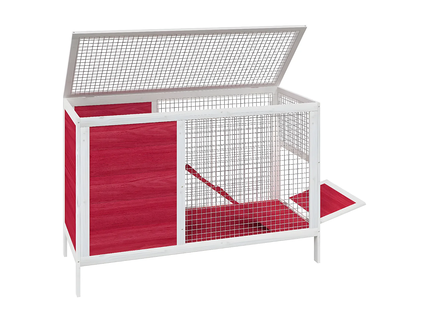 Clapier rouge 103x44x69,5 cm bois de pin massif RG3Q79998