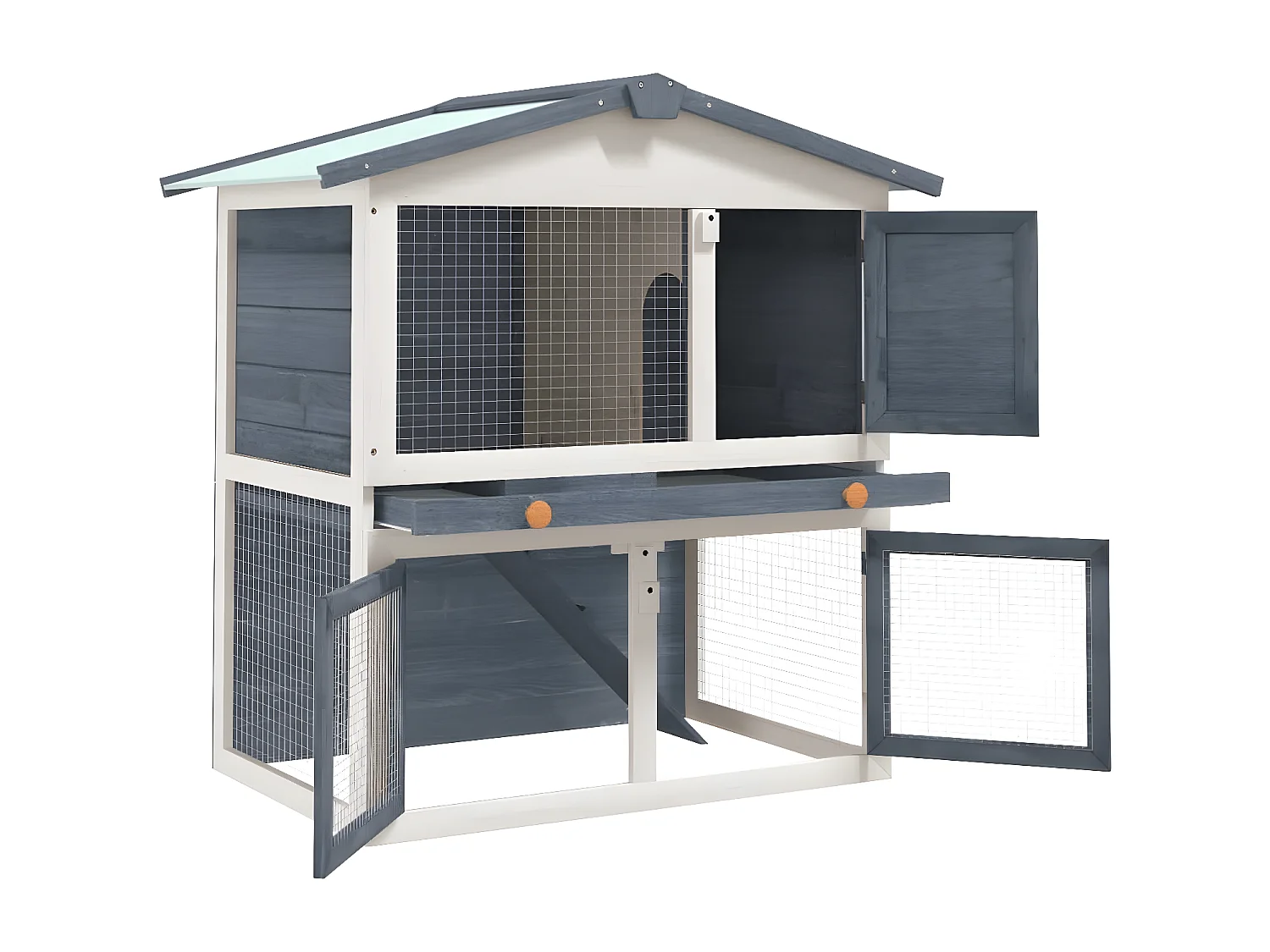 Clapier d'extérieur 3 portes Gris Bois RG3Q18737