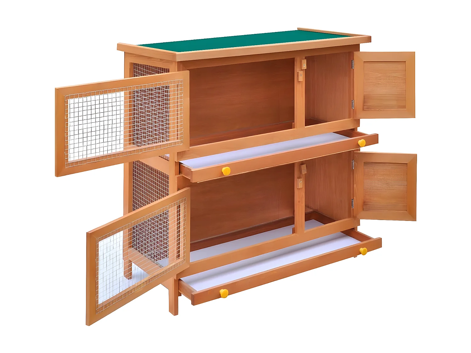 Clapier d'extérieur Enclos pour petits animaux 4 portes Bois RG3Q65045