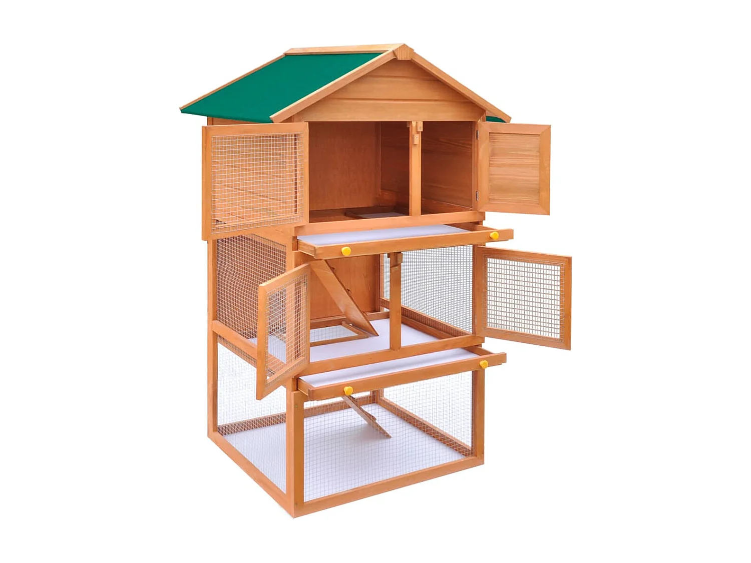 Casa de animales pequeños jaula conejera 3 niveles madera ES923701