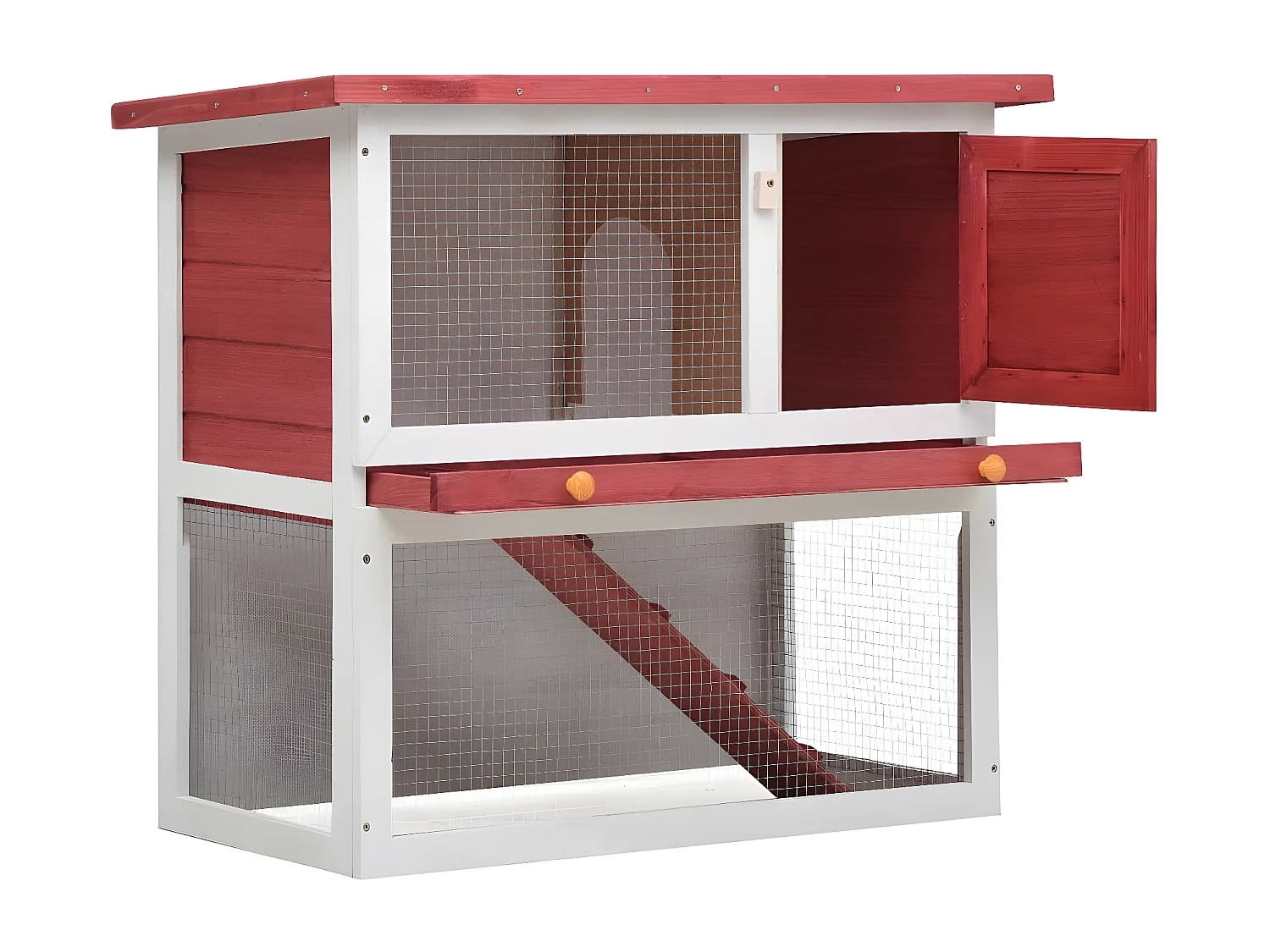 Jaula conejera con 1 puerta madera rojo ES416727