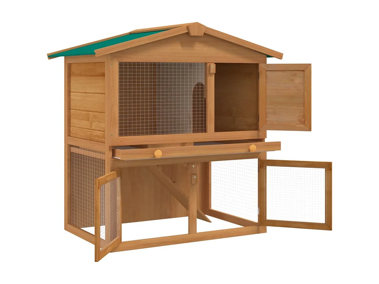 Casa de animales pequeños jaula conejera 3 puertas madera ES156479