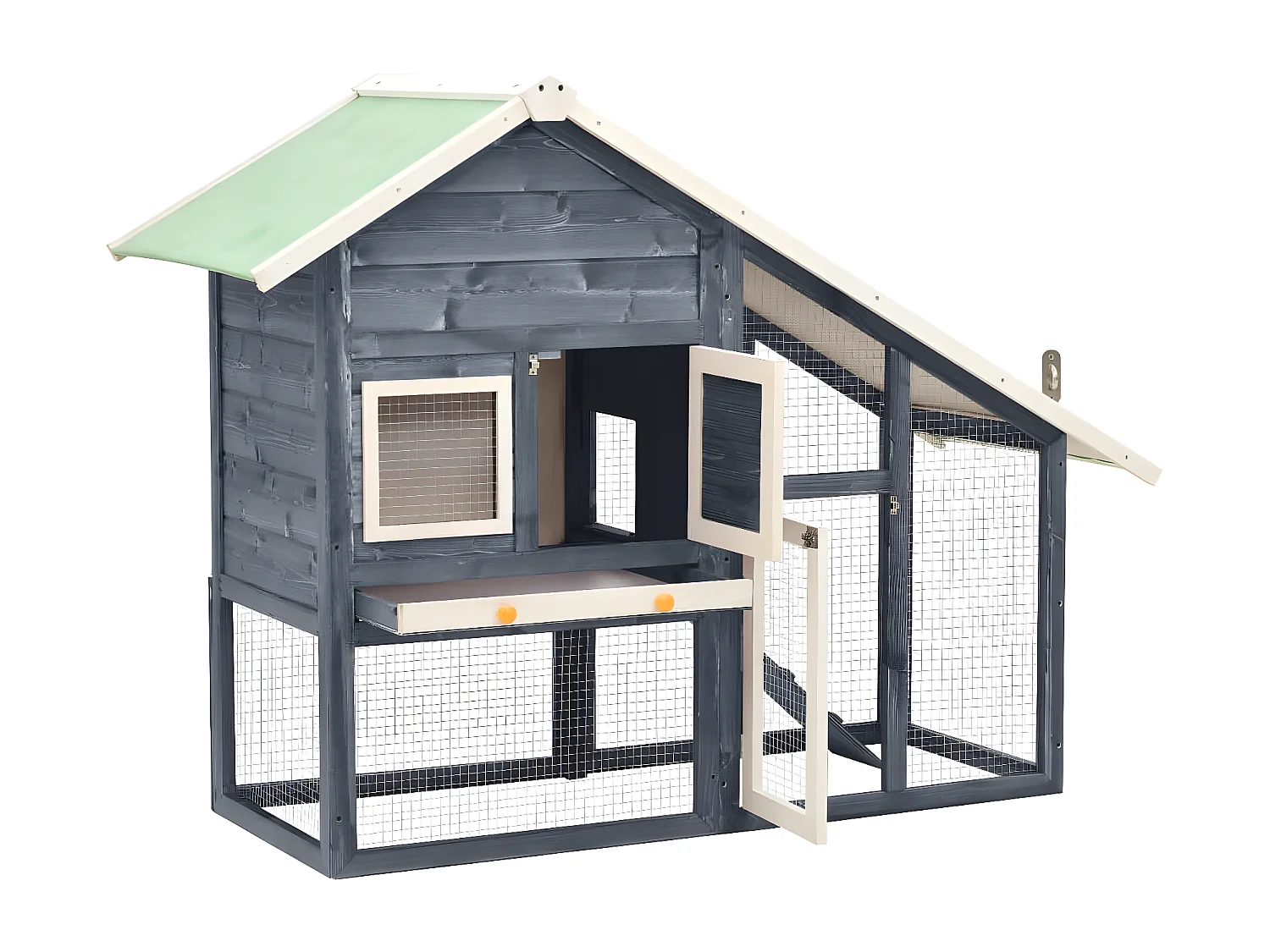 Coelheira 140x63x120 cm madeira abeto maciça cinzento e branco PT834252