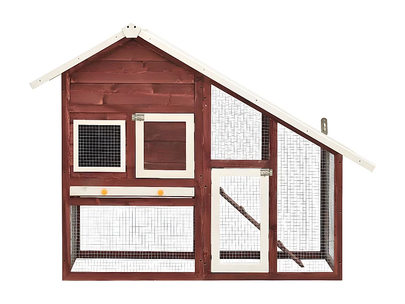 Clapier Moka et blanc 140x63x120 cm Bois de sapin massif RG3Q27505