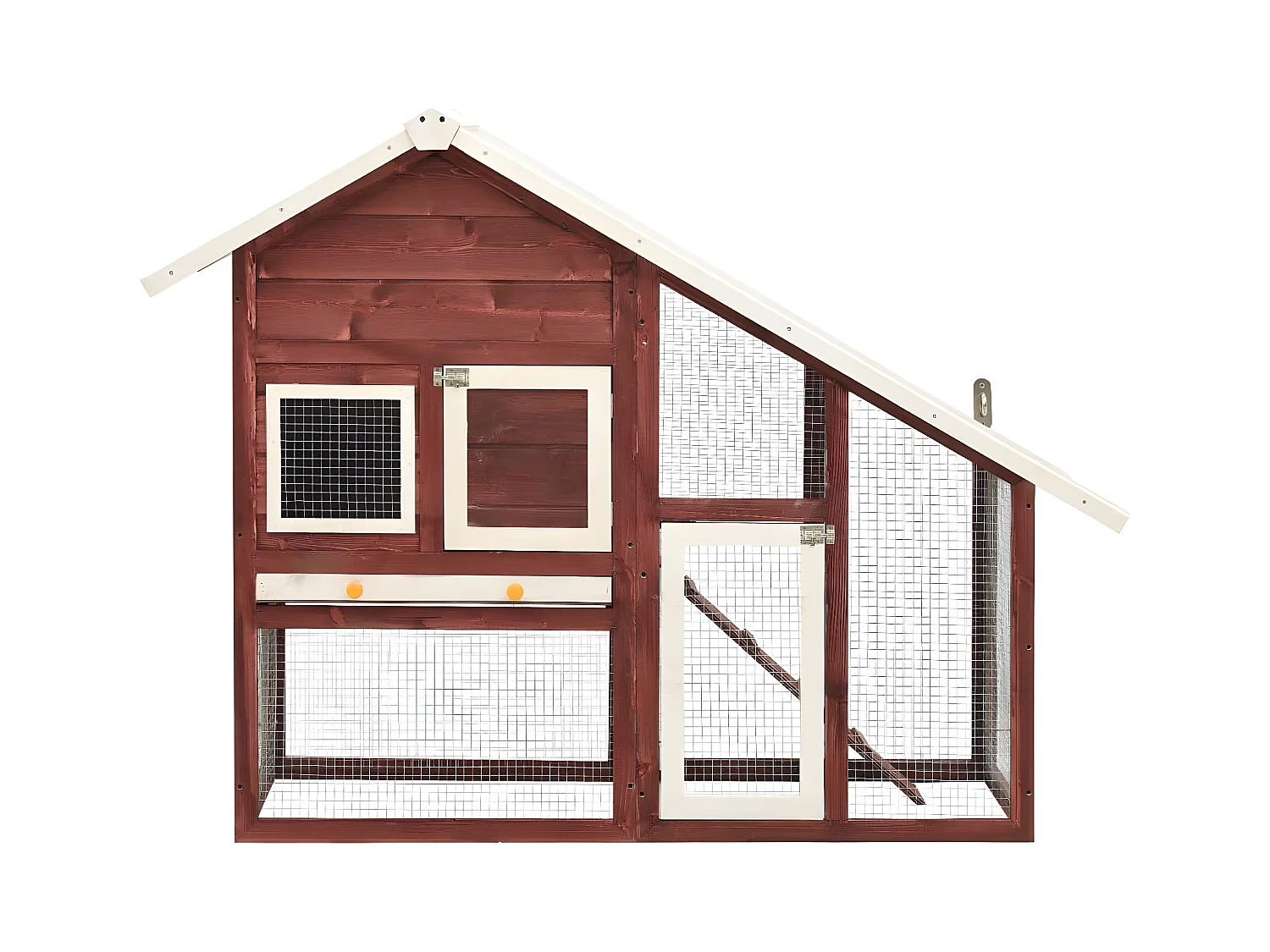 Clapier Moka et blanc 140x63x120 cm Bois de sapin massif RG3Q27505