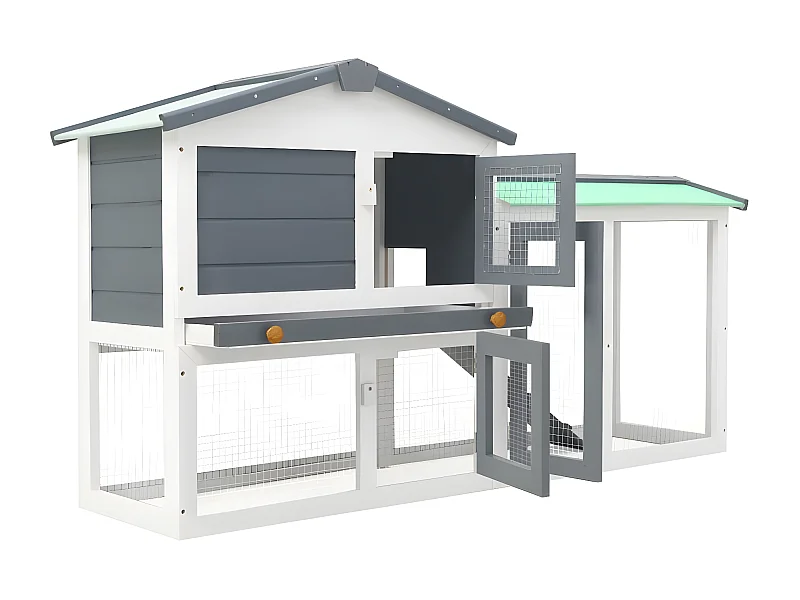 Coelheira exterior grande 145x45x84cm madeira cinzento e branco PT700143