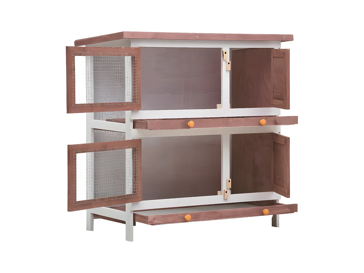 Clapier d'extérieur 4 portes Marron Bois RG3Q38212