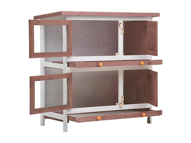 Clapier d'extérieur 4 portes Marron Bois RG3Q38212