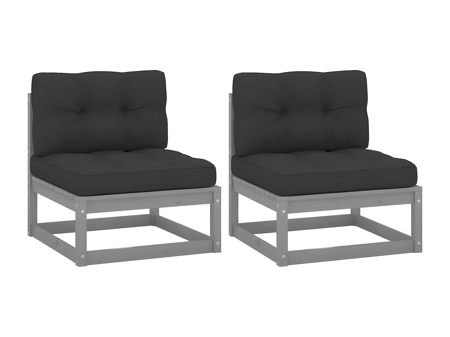 Sofás centro jardim c/ almofadões 2 pcs pinho maciço cinzento PT484788