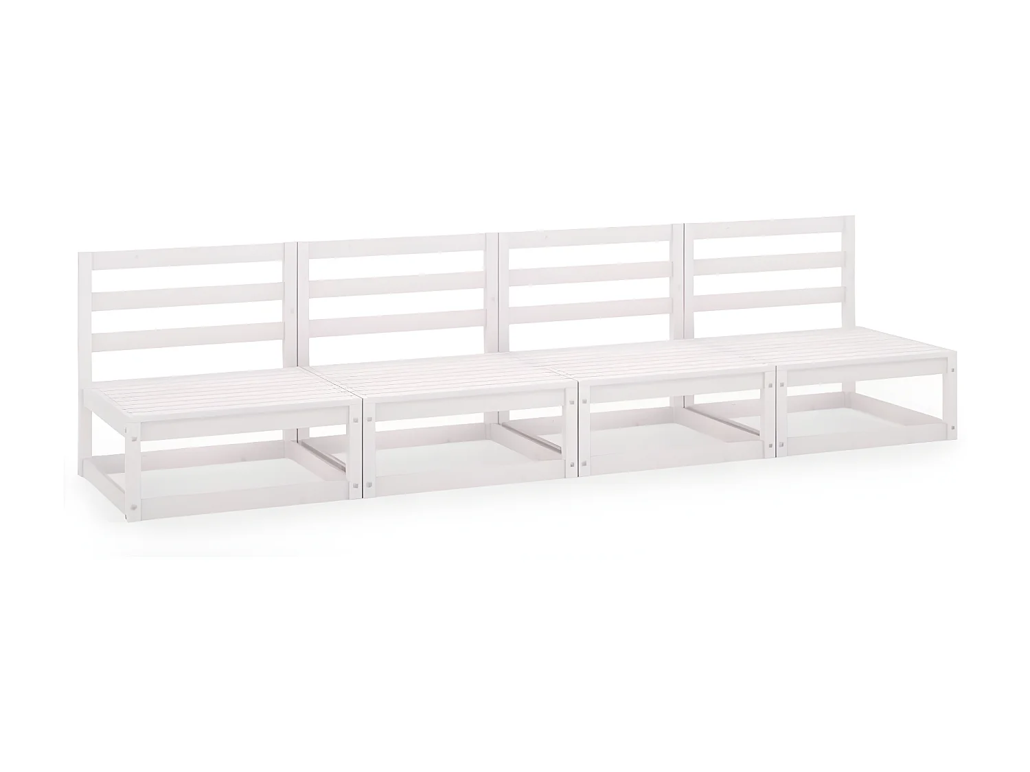 Sofá de 4 lugares para jardim pinho maciço branco PT658265