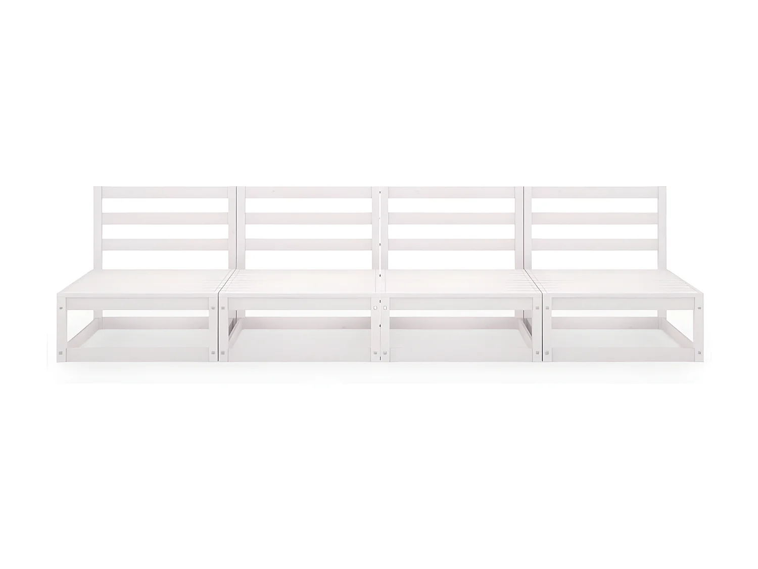 Sofá de 4 lugares para jardim pinho maciço branco PT658265