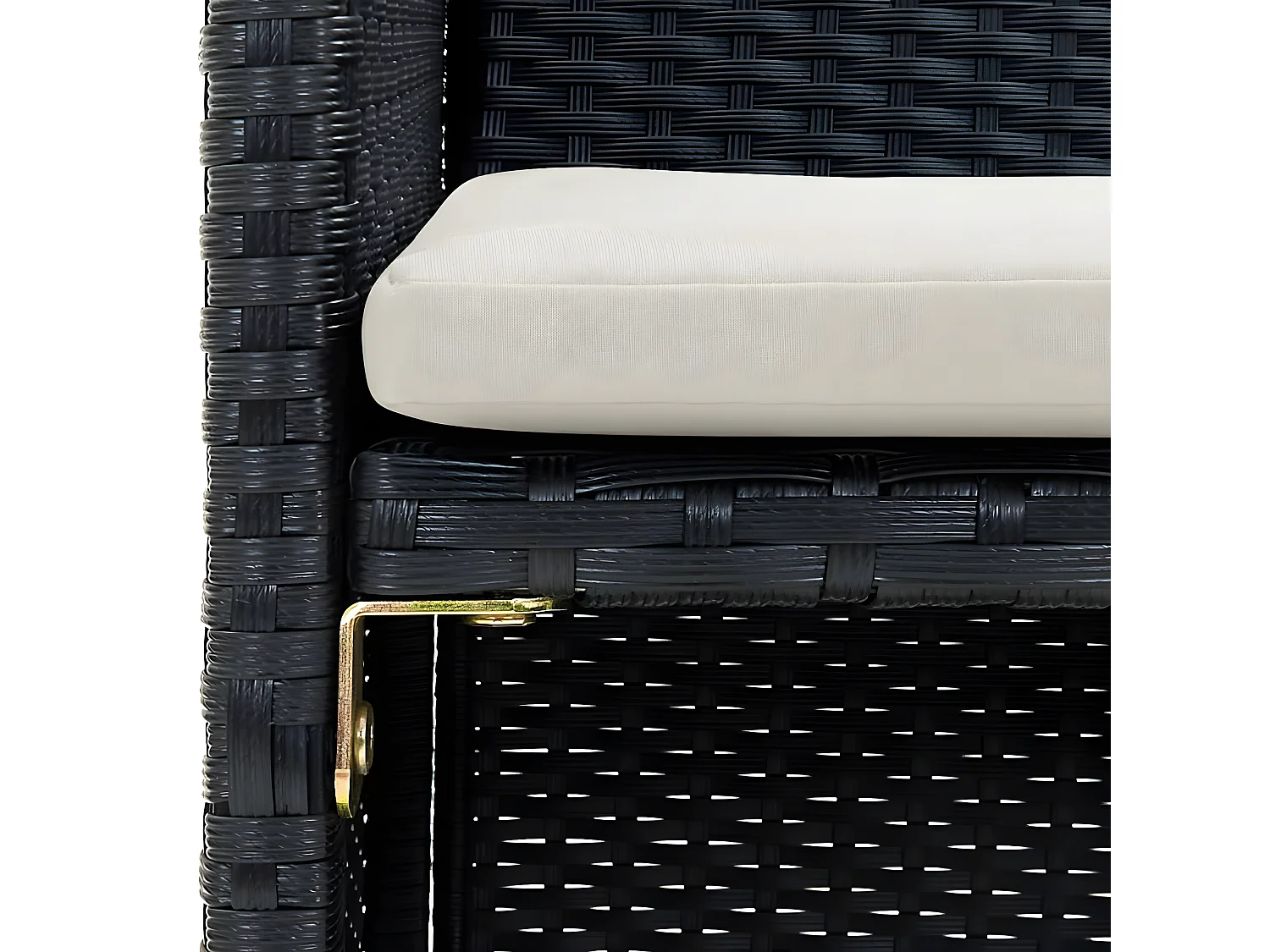 Sofá de jardim de 2 lugares com almofadões vime PE preto PT235258