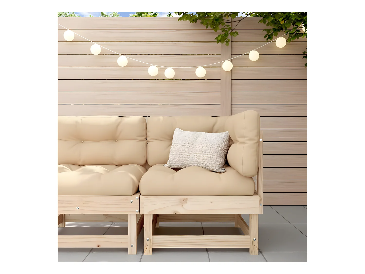 Canapé d'angle avec coussins bois de pin solide PWRS77608