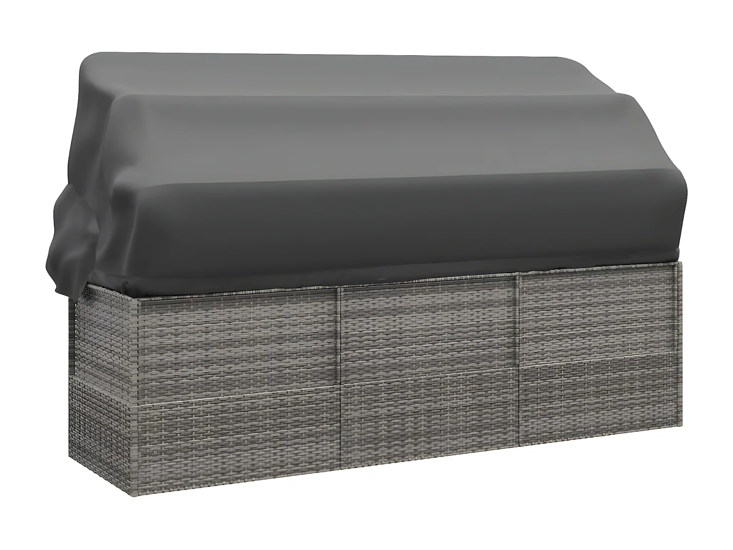 Canapé de jardin toit et coussins Gris Résine tressée PEWV74306