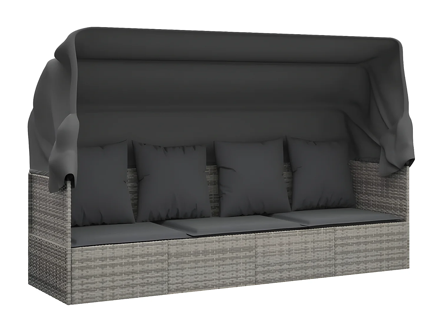 Canapé de jardin toit et coussins Gris Résine tressée PEWV74306