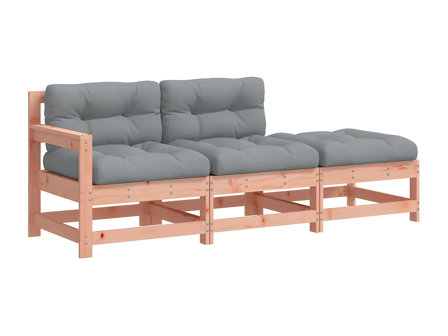 3 pcs conj. lounge jardim c/ almofadões madeira douglas maciça PT370111