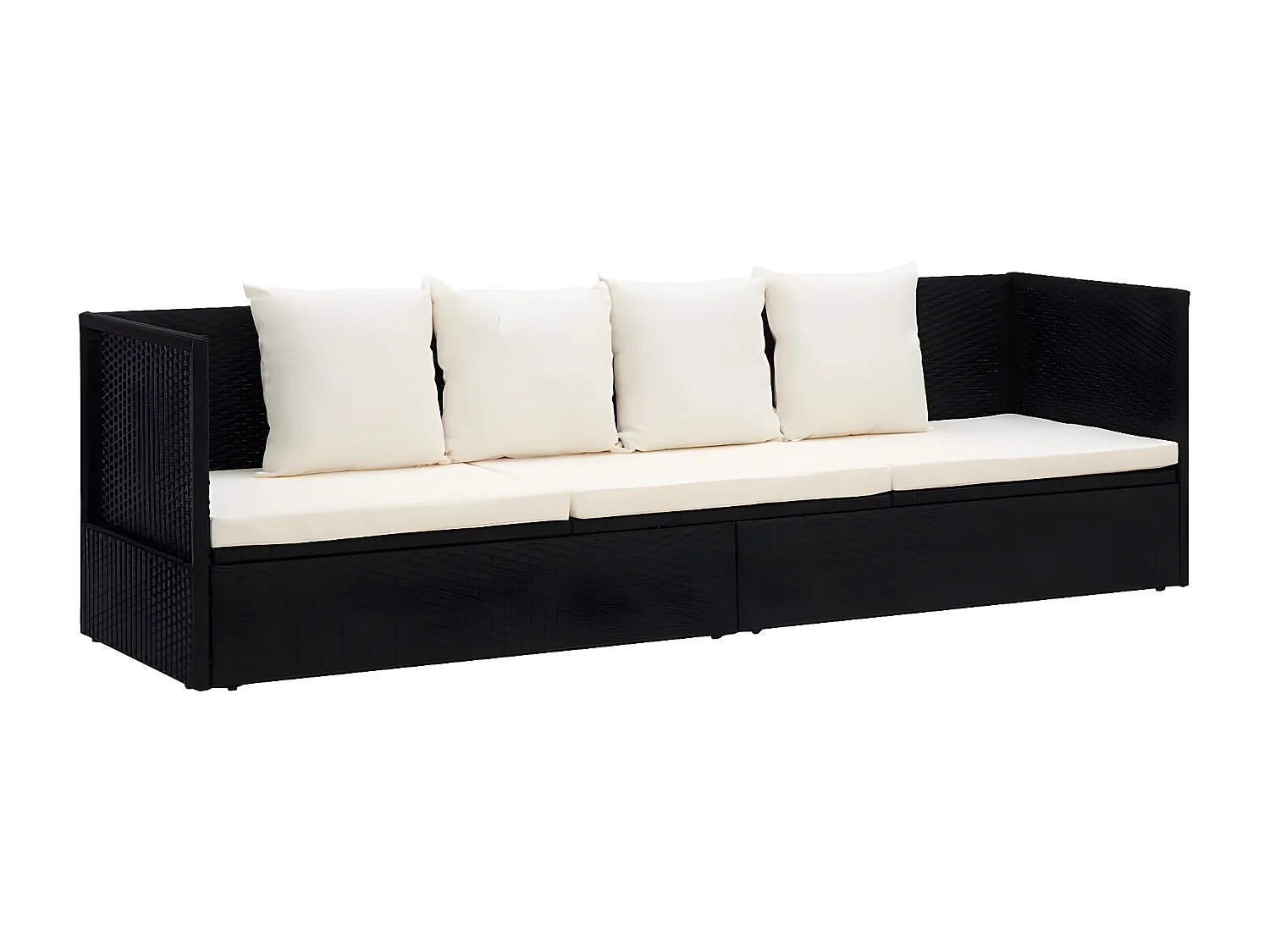 Sofá de jardín con cojines ratán sintético negro KOW29958