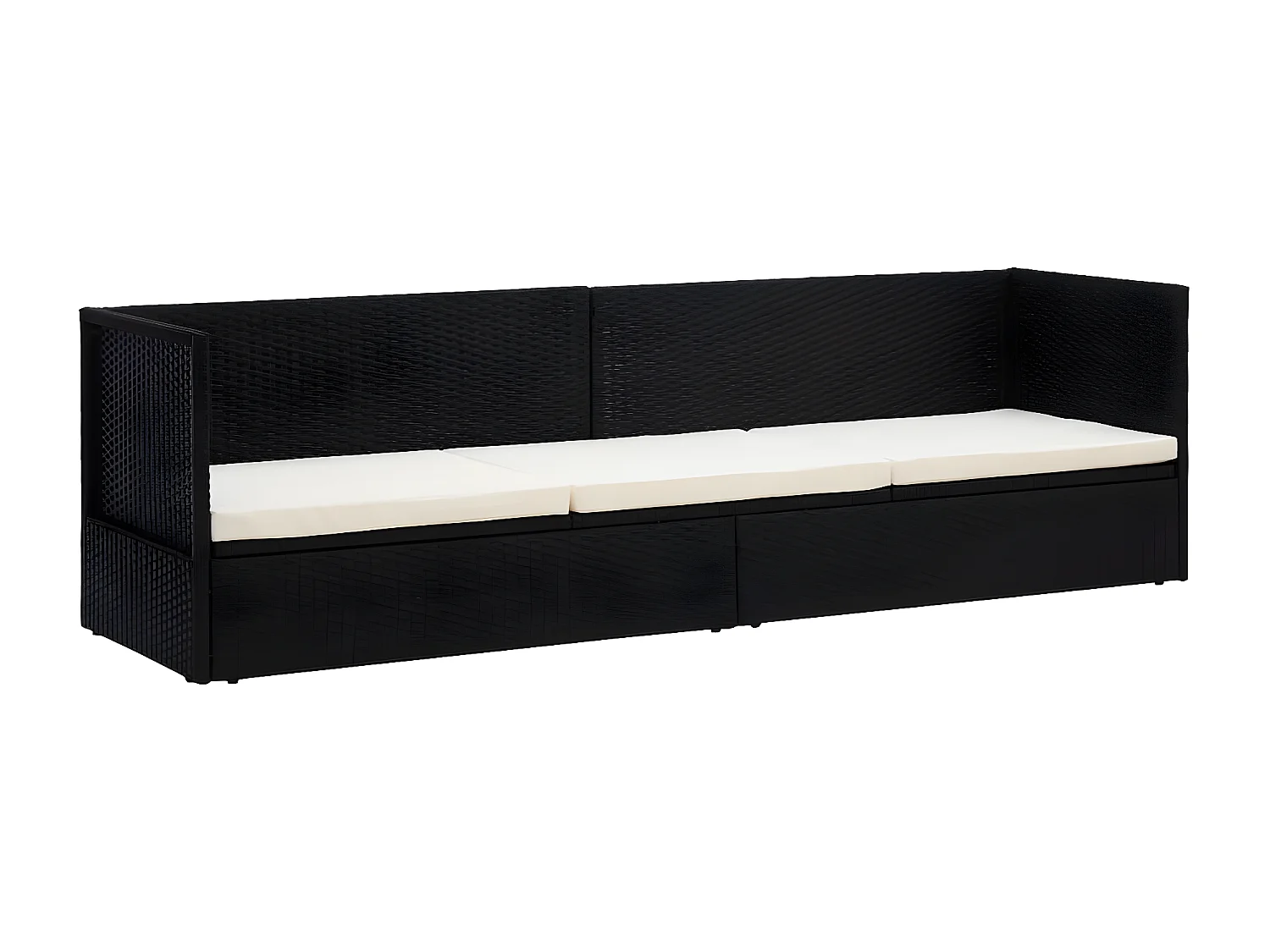 Sofá de jardín con cojines ratán sintético negro KOW29958