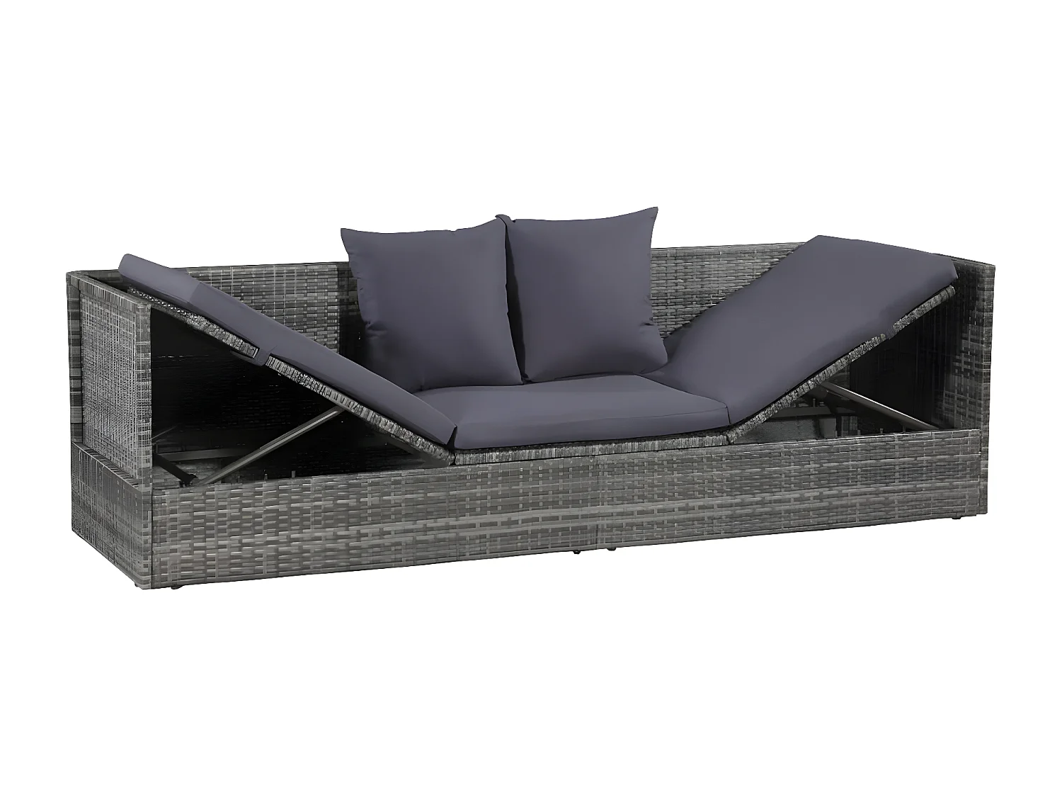 Espreguiçadeira de jardim 200x60 cm vime PE cinzento PT900130