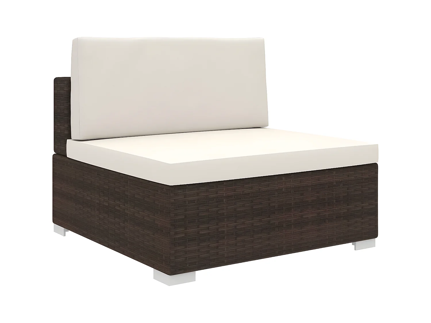 Canapé central sectionnel 1 pc et coussins Résine tressée Marron PWRS66440
