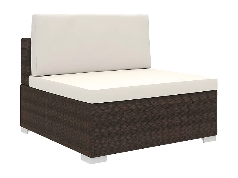 Canapé central sectionnel 1 pc et coussins Résine tressée Marron PWRS66440