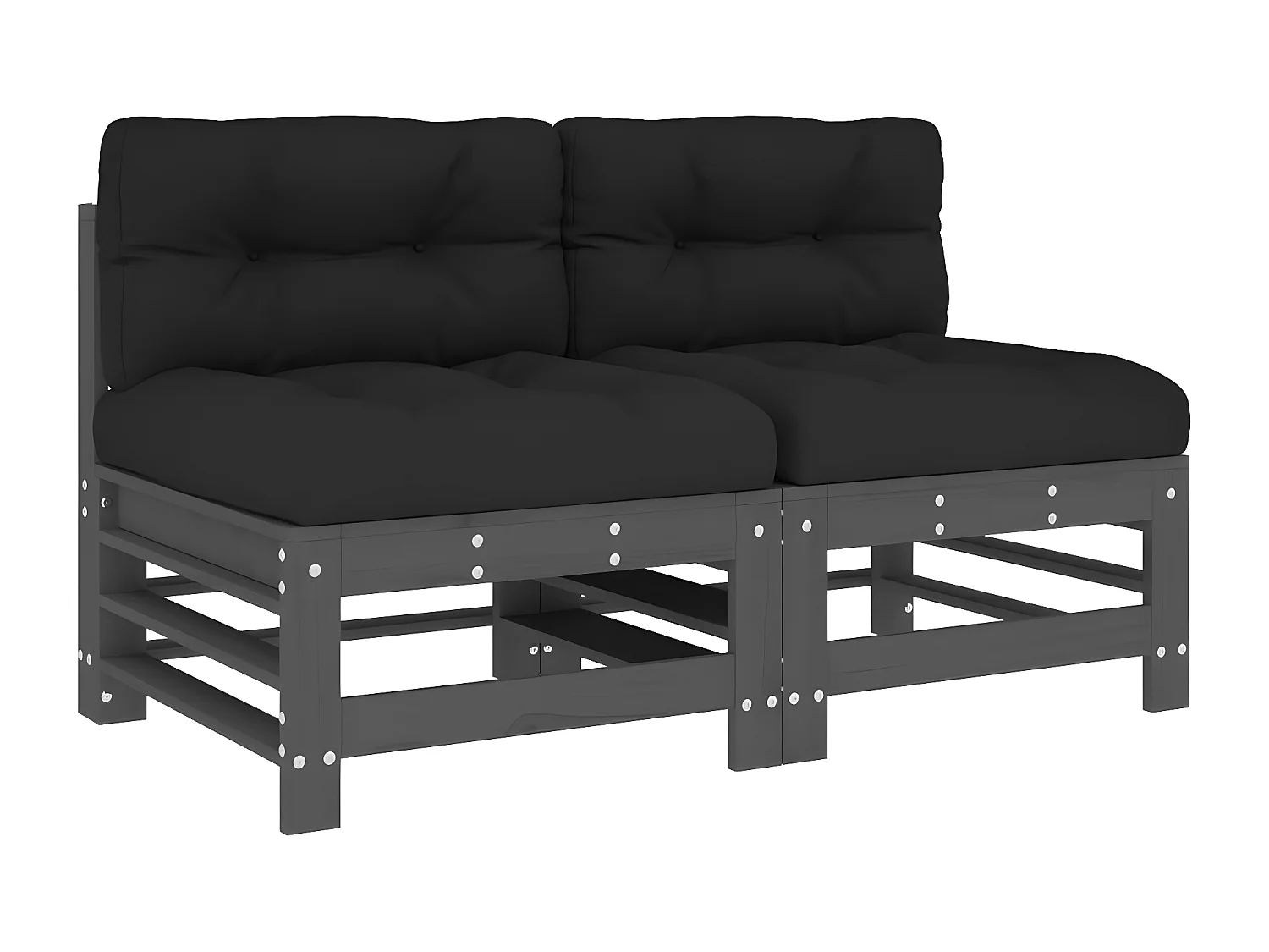 Sofás de centro com almofadões 2 pcs pinho maciço cinzento PT848898