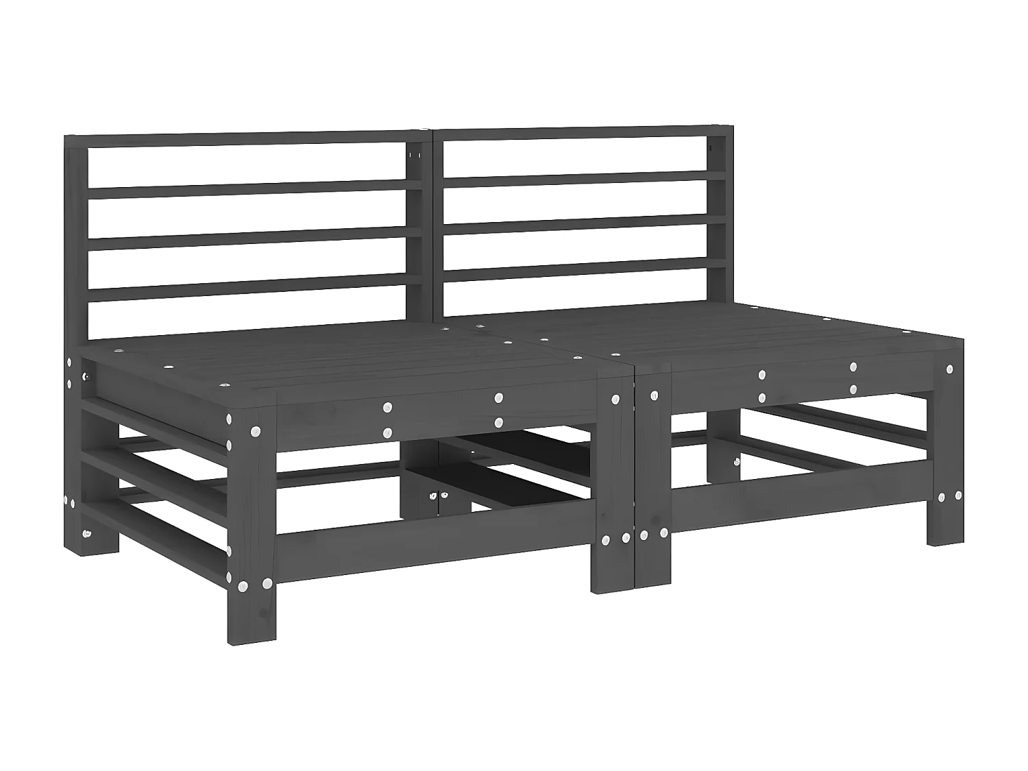 Sofás de centro com almofadões 2 pcs pinho maciço cinzento PT848898