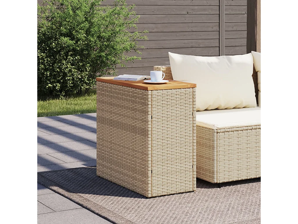 Table basse de jardin dessus en bois beige 58x27,5x55 cm GHR49181