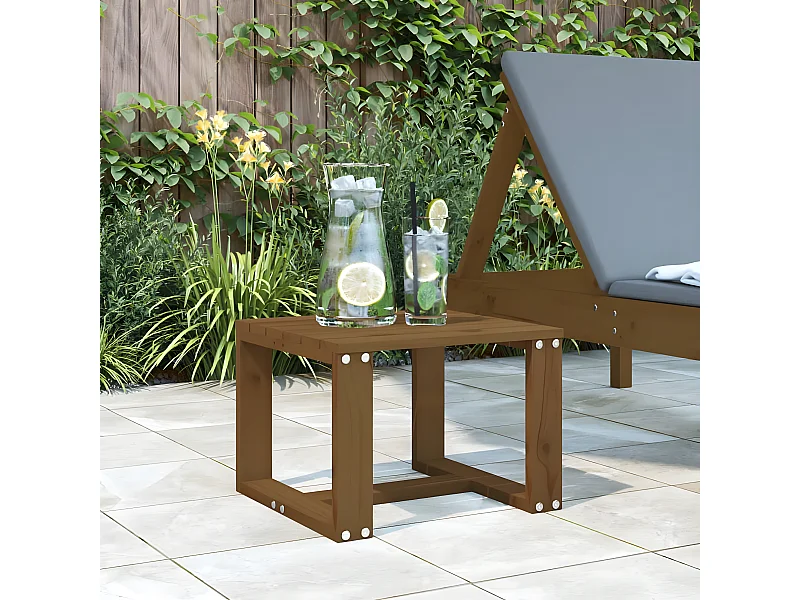 Table basse de jardin jardin marron miel 40x38x28,5cm bois massif pin GHR24304