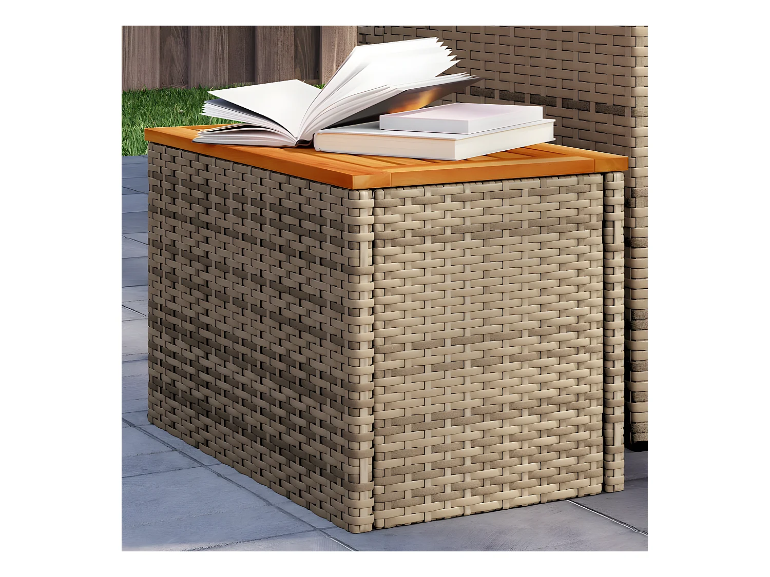 Tables basse de jardin 2 pcs beige rotin bois massif GHR15052