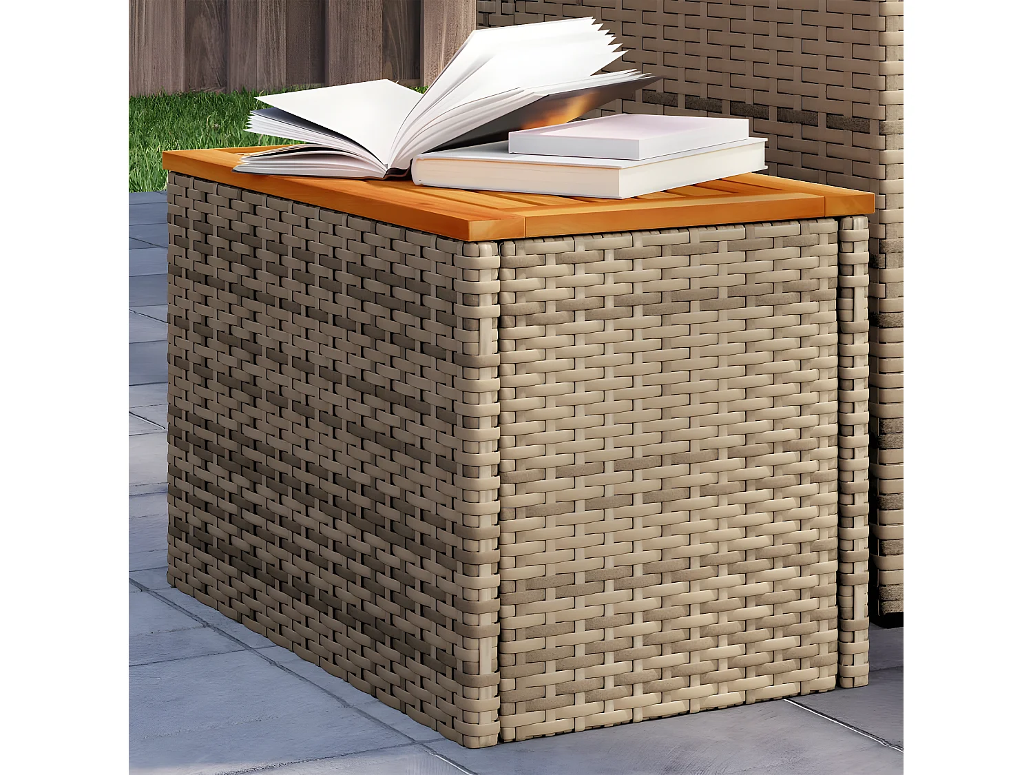 Tables basse de jardin 2 pcs beige rotin bois massif GHR15052