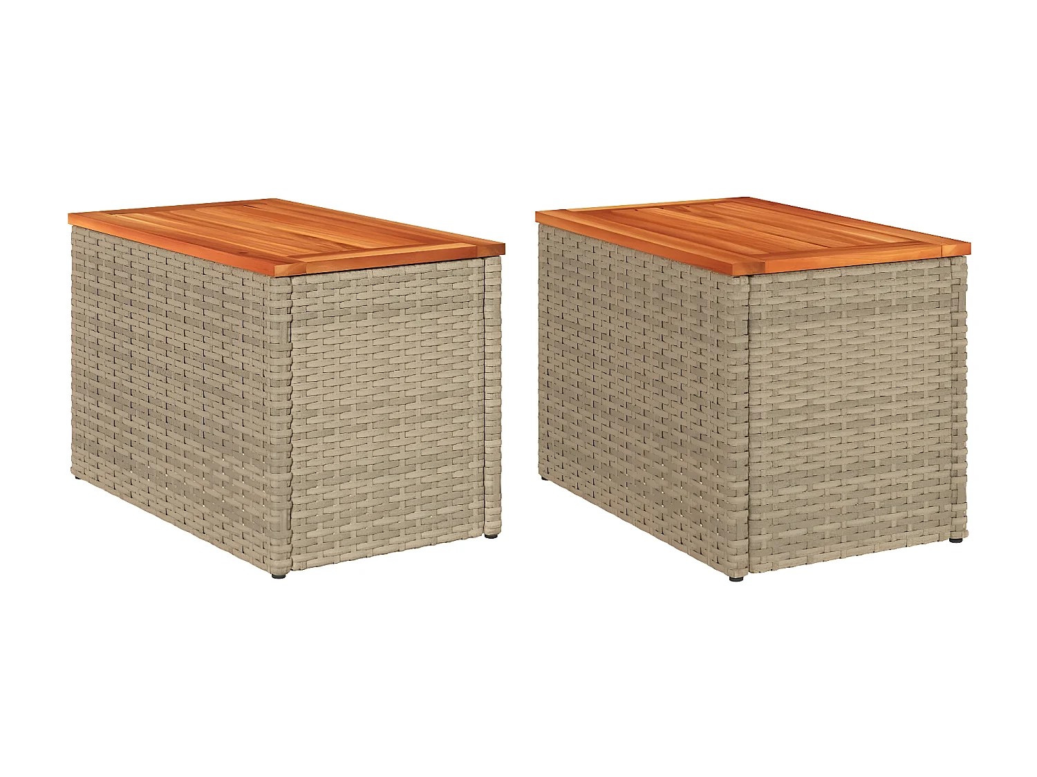 Tables basse de jardin 2 pcs beige rotin bois massif GHR15052
