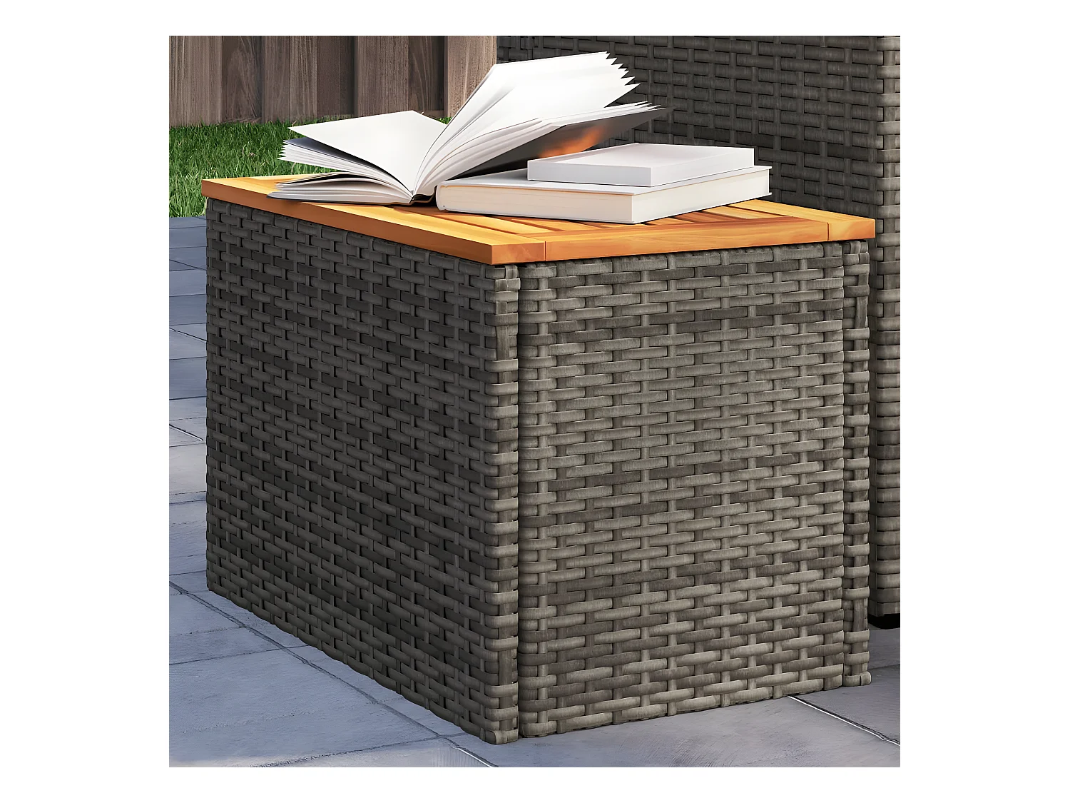 Tables basse de jardin 2 pcs gris rotin bois massif GHR23182