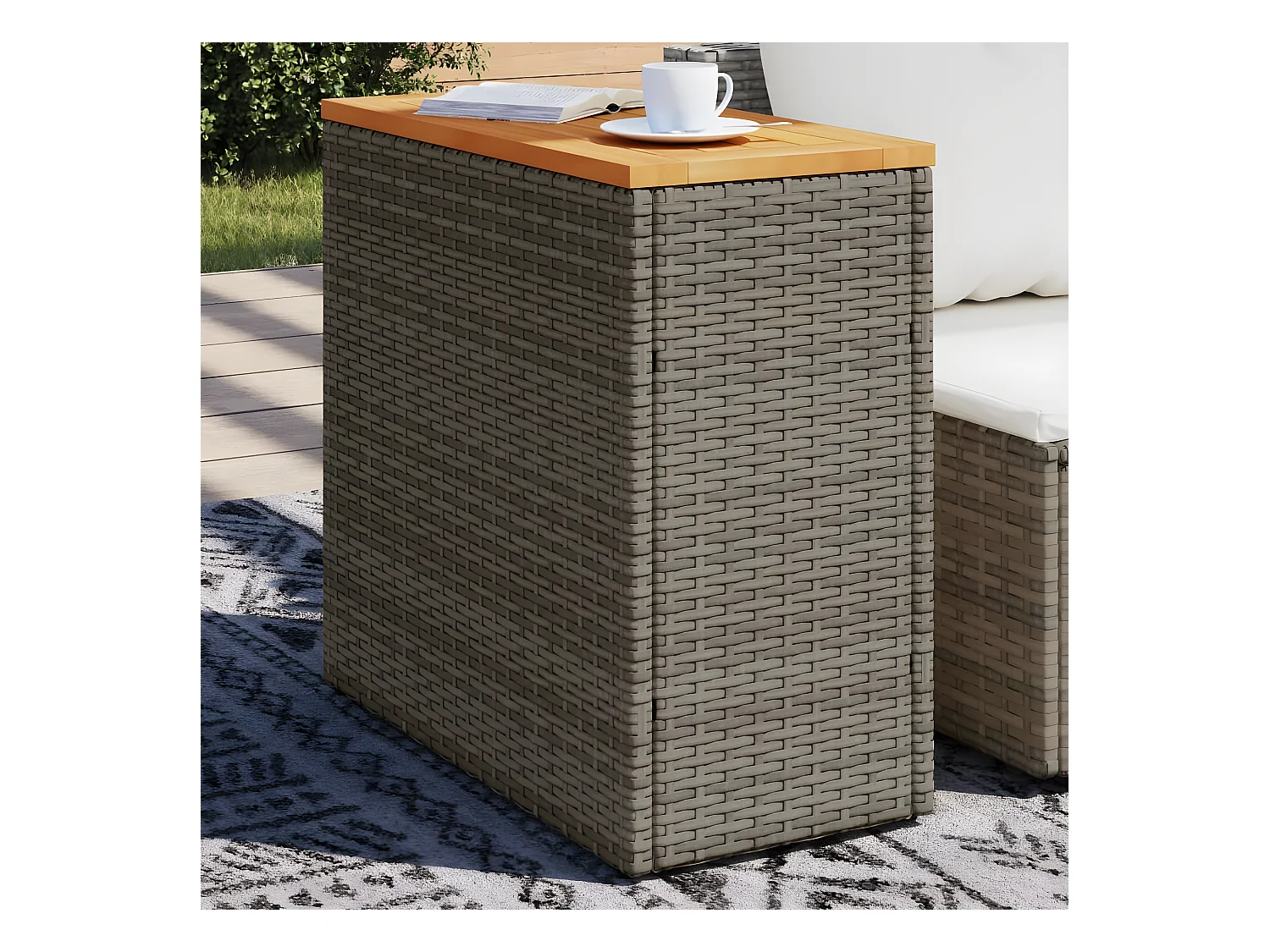 Table basse de jardin dessus en bois gris 58x27,5x55 cm GHR83674