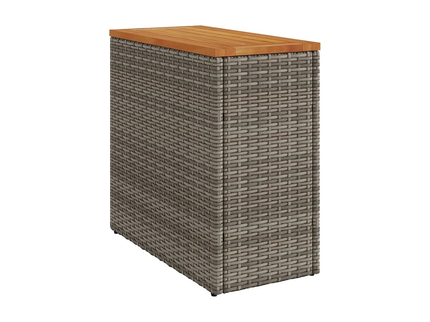 Tuinbijzettafel met houten blad 58x27,5x55 cm poly rattan grijs NL273444