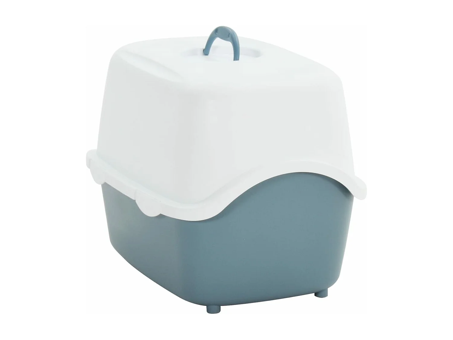 Bac à litière à chat et couvercle Blanc et bleu 56x40x40 cm PP RG3Q43653