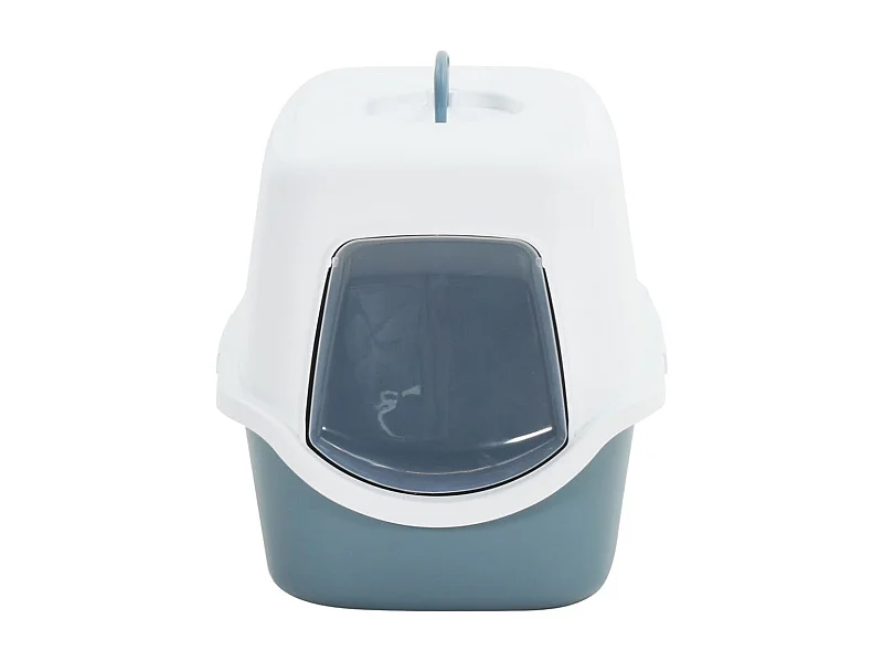 Tabuleiro de areia p/ gatos c/ tampa 56x40x40cm PP branco/azul PT532238