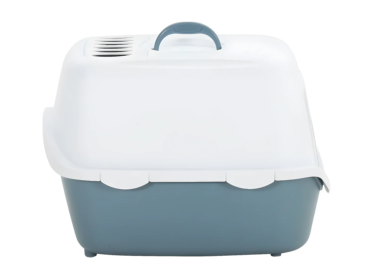 Tabuleiro de areia p/ gatos c/ tampa 56x40x40cm PP branco/azul PT521887