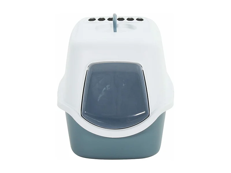 Tabuleiro de areia p/ gatos c/ tampa 56x40x40cm PP branco/azul PT521887