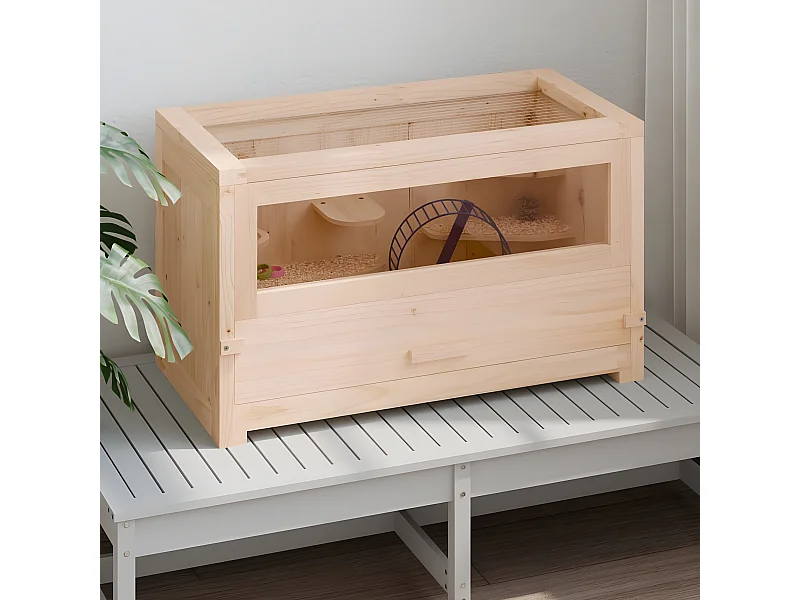 Gaiola para hamster 60x30x35 cm madeira de abeto maciça PT362598