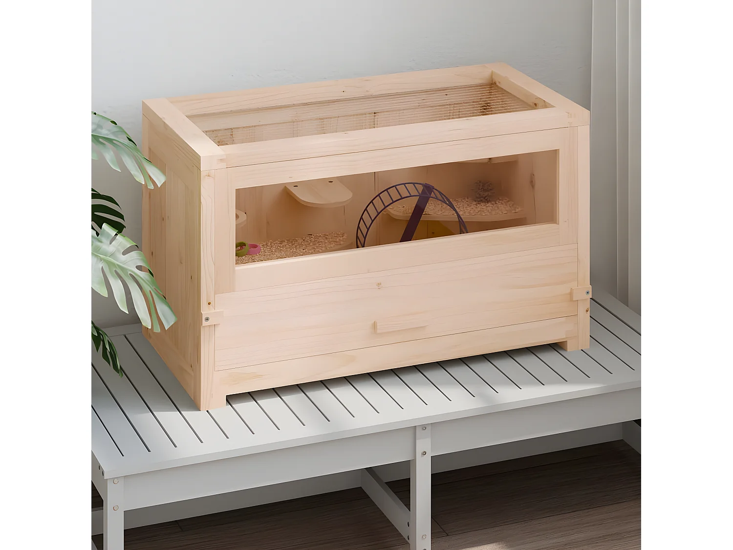 Gaiola para hamster 60x30x35 cm madeira de abeto maciça PT362598