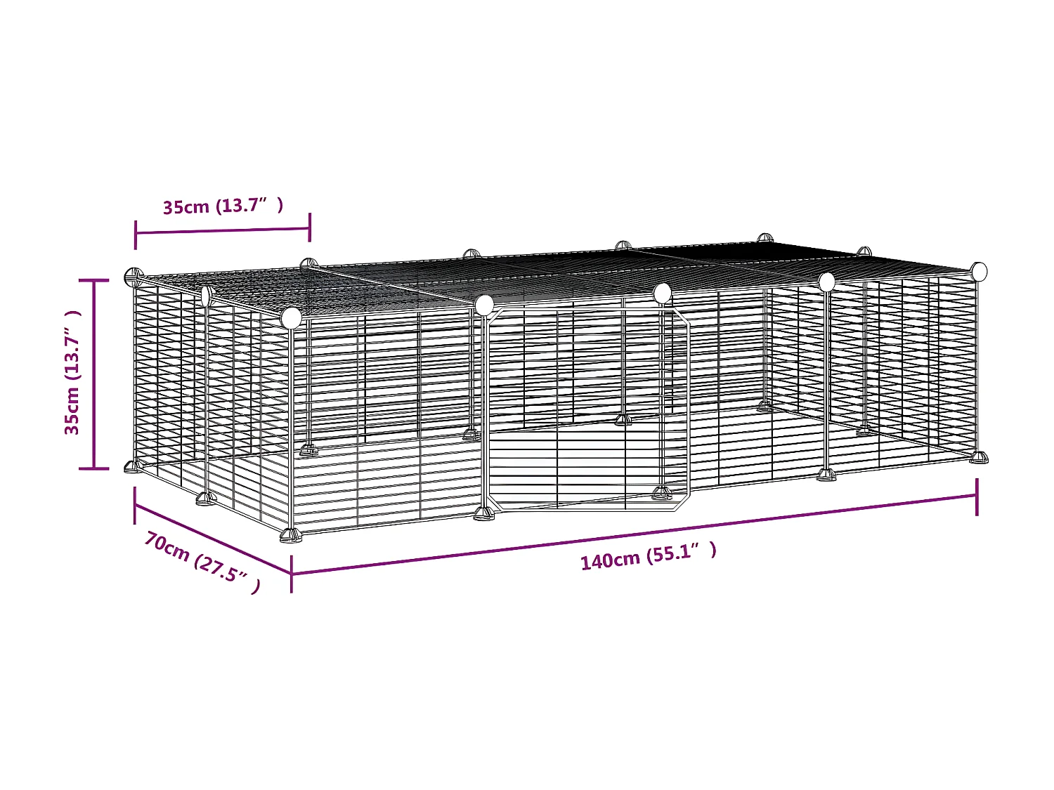 Jaula para mascotas de 20 paneles puerta acero negro 35x35 cm ES734247